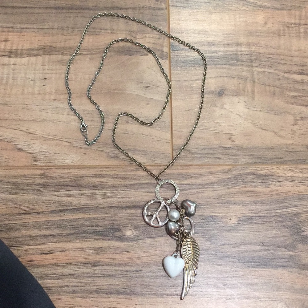 Long necklace with peace, love, freedom bundle.